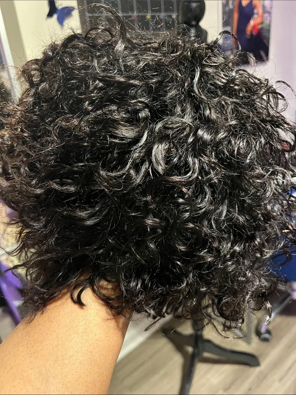 Luvme Water Wavy Light Short Hair Black Curly Wig - Natural I Black Women's Wig